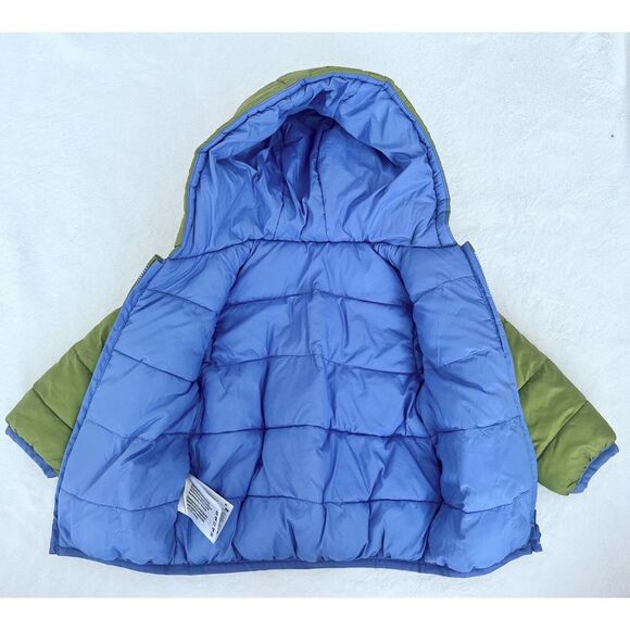 MAYORAL Turtle Green Reversible Puffer‎ Jacket Coat Blue Green Boys 4-6 Months - Picture 9 of 13